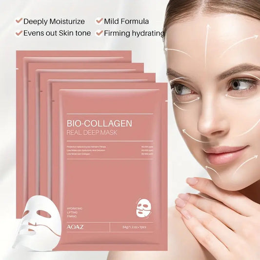 Original Bio-collagen Real Deep Mask, Hydrating Over Night, Facial Sheet Mask(single piece)